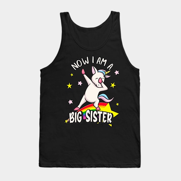 Now I'm A Big Sister Dabbing Unicorn Girls Tank Top by Foxxy Merch